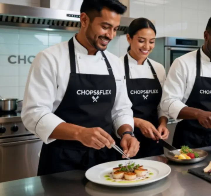 CHOPS&FLEX LTD catering team preparing dishes for an event