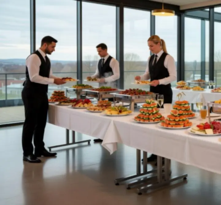 Elegantly presented catering buffet at a corporate event