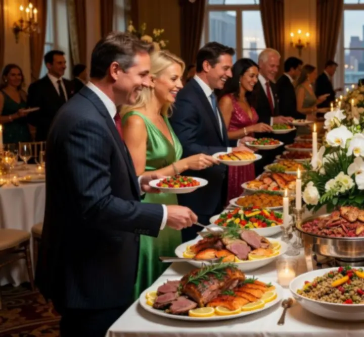 Celebration buffet setup with a selection of dishes for guests