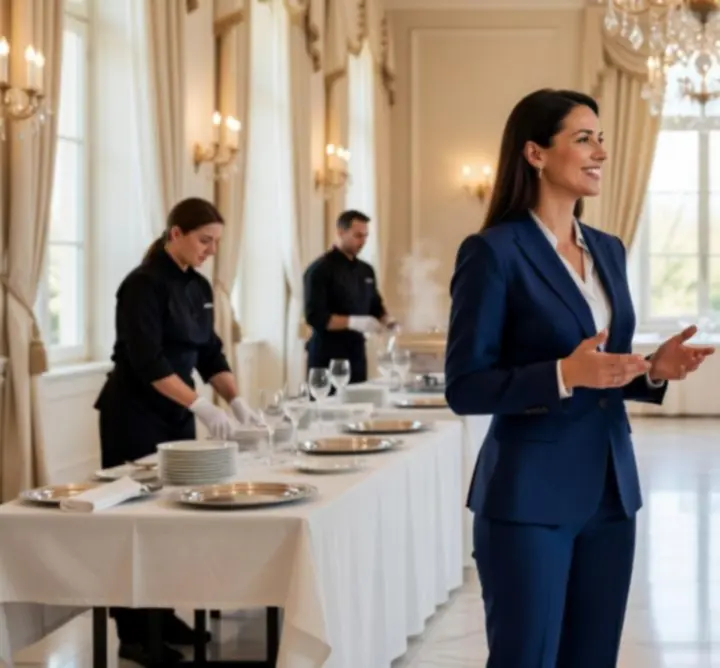 Client providing feedback after a catered event