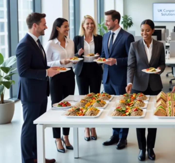 Corporate catering setup prepared by CHOPS&FLEX LTD for a business lunch