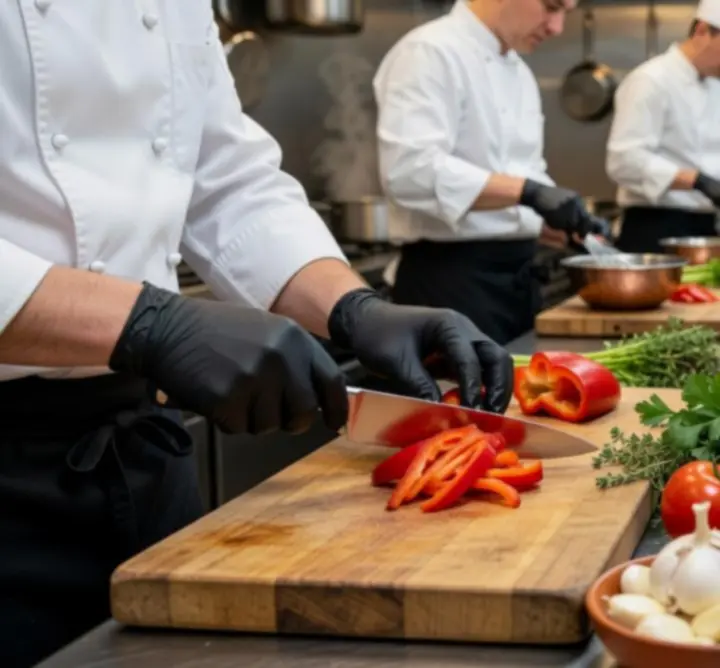 Chef preparing fresh ingredients for a CHOPS&FLEX LTD catering event
